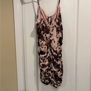 Pale Pink/Light Brown and Brown Ruched Dress